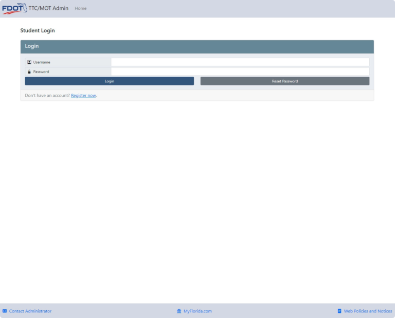 FDOT TTC Account Login Form